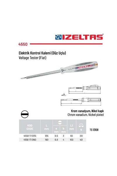 İzeltaş İzeltaş 190 Mm. Control Pen Flat Tip 4550 17 0190