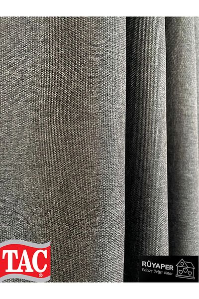 Taç Dreamper Gray Color Linen Blackout Blackout Curtain Straight Sewing No Pleats Washable Ironing
