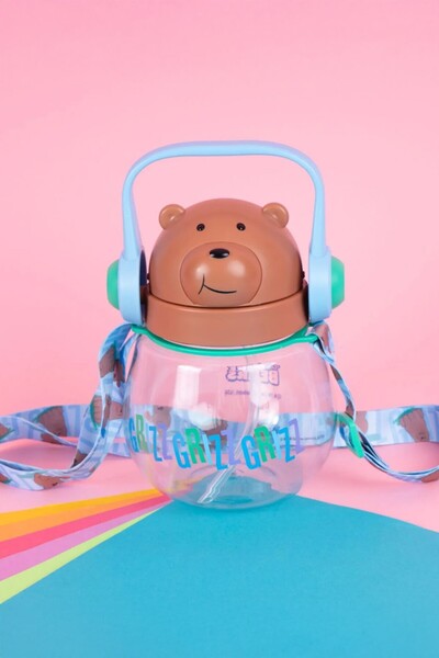 Miniso We Bare Bears Lisanslı Omuz Askılı Plastik Şişe (800ml) - Bozayı