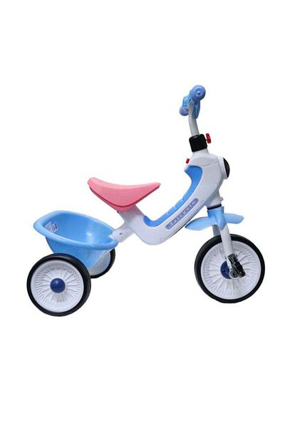 BabyCara دراجة ثلاثية العجلات للأطفال مع سلة تخزين خلفية وإضاءة وموسيقى