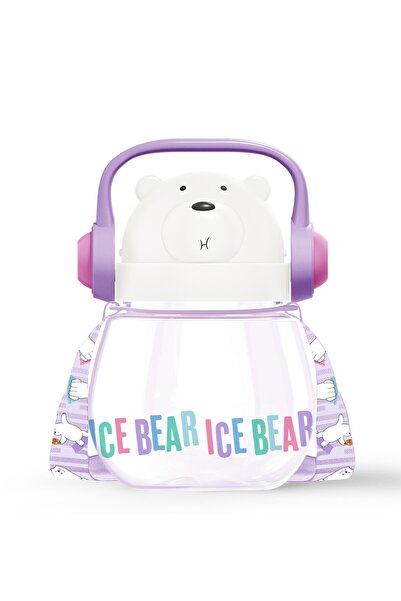 Miniso We Bare Bears Lisanslı Omuz Askılı Plastik Şişe (800ml) - Kutup Ayısı
