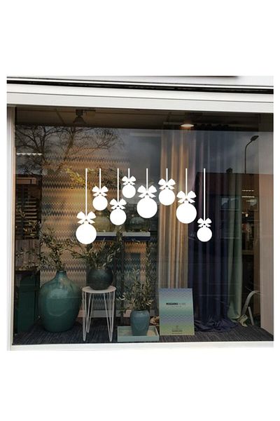 MIGNATIS Autocolant de perete cu baloane ornamentale de Crăciun alb 55x100cm -