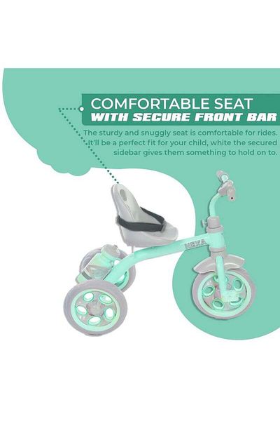 BabyCara دراجة ثلاثية العجلات بعجلات إيفا للأطفال من عمر سنتين إلى أربع سنوات مع حامل زجاجة
