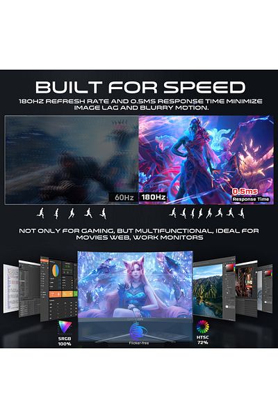 GAMEON GOC24F180VA 24 Inch Curved Gaming Monitor, FHD VA PANEL, 180Hz, MPRT 0.5ms, HDMI 2.1, Black