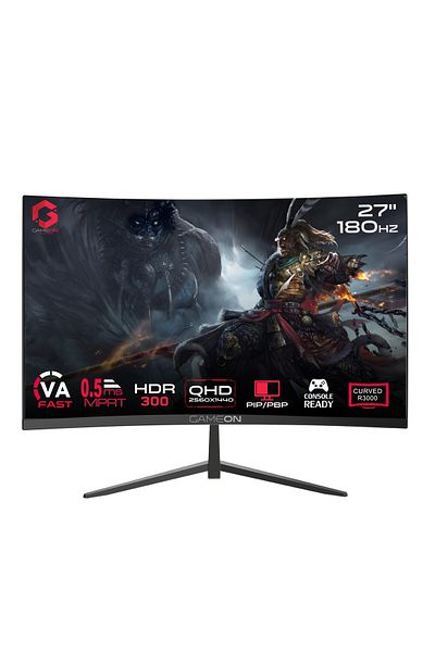 GAMEON GOC27Q180VA 27 inch Curved Gaming Monitor, QHD VA, 180Hz, 0.5ms, HDMI 2.1, Built-in Speakers, Black