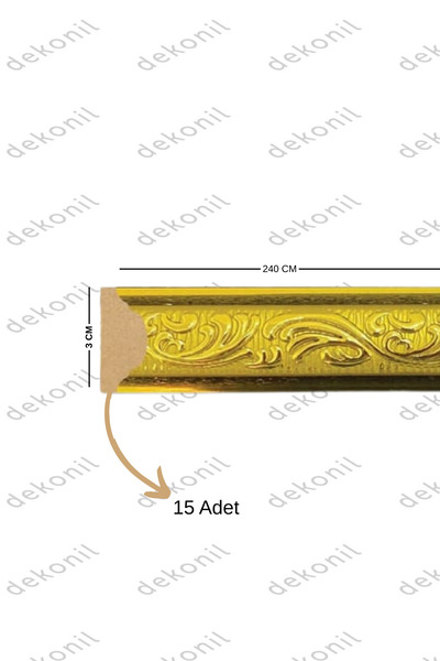 Dekonil Sarmaşık Altın Renk Duvar ve Tavan Çıtası 3cm (15 Adet)