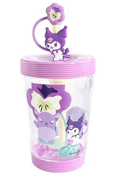 Miniso Sanrio Lisanslı Pipetli Plastik Bardak (535ml) - Kuromi