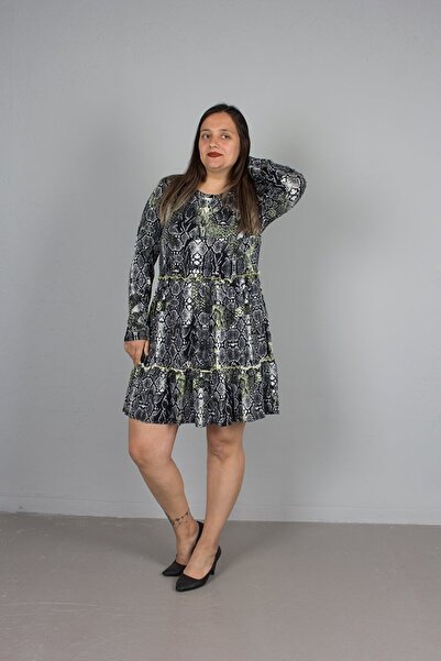 Truva XXL Plus Size Patterned Viscose Lycra Dress
