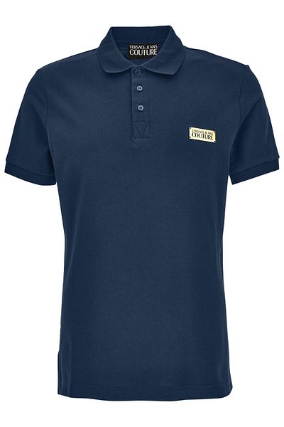 Versace Men's Polish Polo Muscle Trimmed Blue Collar T-Shirt Daily Use