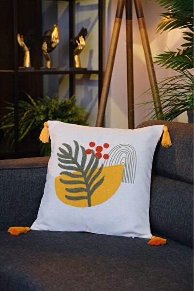 dekomall home & living Husă de pernă cu ciucuri Punch Brodat Abstract 43x43 cm