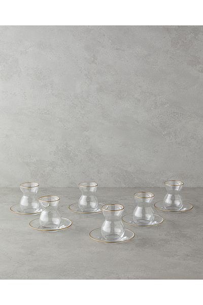 English Home Stellar Glass 12 Piece Tea Set for 6 People 140 ml Gold