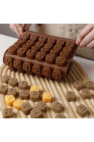 Siliko World Silicone Chocolate Mold Alphabet & Number 3D Candy & Jelly 2X2Cm