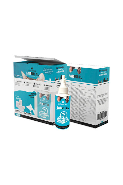 Zoovital Earvital Kedi Köpek Kulak Temizleme Losyonu Solüsyonu 150ml Disk Pamuk Hediyeli