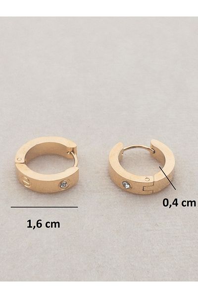 Siya Silver 316L Tarnish Stainless Steel Brand Model Stone Hoop Earrings-Mini Size