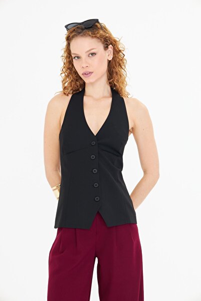 TIFFANY&TOMATO Düğmeli Halter Yaka Yelek