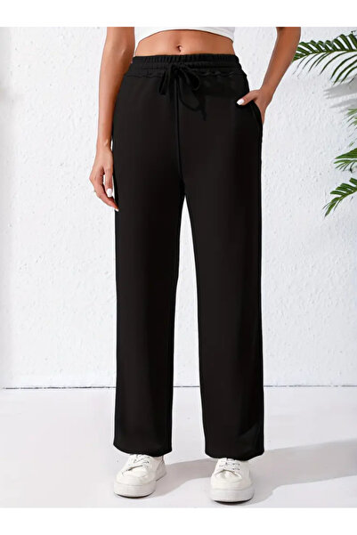 yx yustex sport Women's Black Casual, Versatile Pocket Adjustable Waist Sweat...