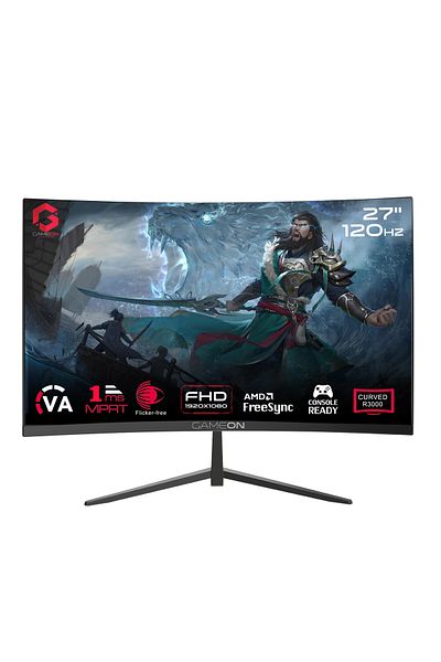 GAMEON GOC27F120VA 27 Inch Curved Gaming Monitor FHD VA, 120Hz, 1MS, HDMI 2.1, Built-in Speakers, Black