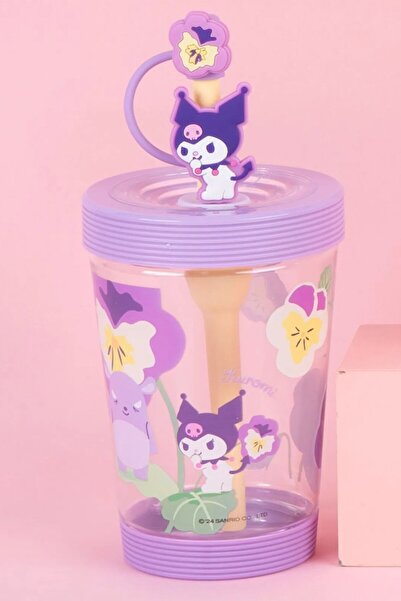 Miniso Sanrio Lisanslı Pipetli Plastik Bardak (535ml) - Kuromi