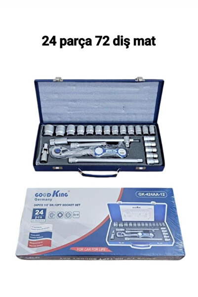 ARGE GoodKing 24 Parça Lokma Takımı – 1/2" 72 Diş Cırcır Kol – Metal Kutu – K...