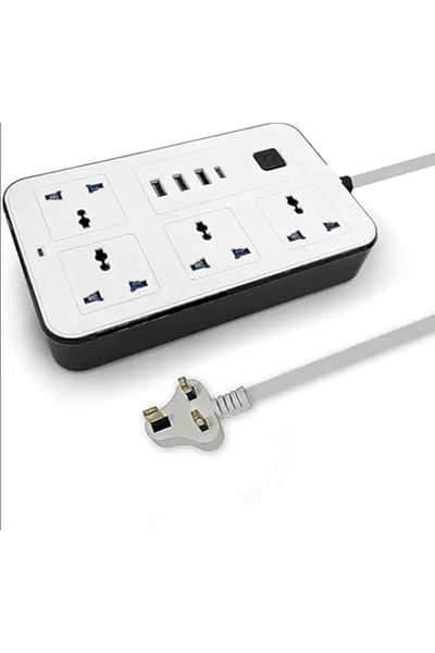 Generic شريط طاقة ثلاثي المنافذ USB رباعي الاتجاهات مع منفذ شحن USB من النوع C وملحق 2 متر عالي التحمل