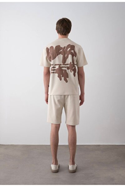 LOCO LOCO Teenage Boy Soft Textured Back Printed Combed Cotton Shorts Suit