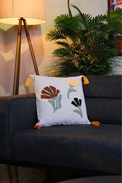 dekomall home & living Tasseled Punch Embroidered Throw Pillow Cover 43X43 cm