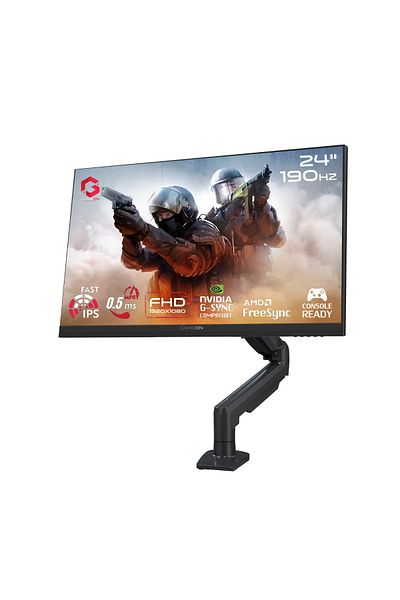 GAMEON GOM24FHD190IPSX 24 Inch Gaming Monitor, FHD IPS, 190Hz, 0.5ms, HDMI 2.1, with Monitor Arm Black
