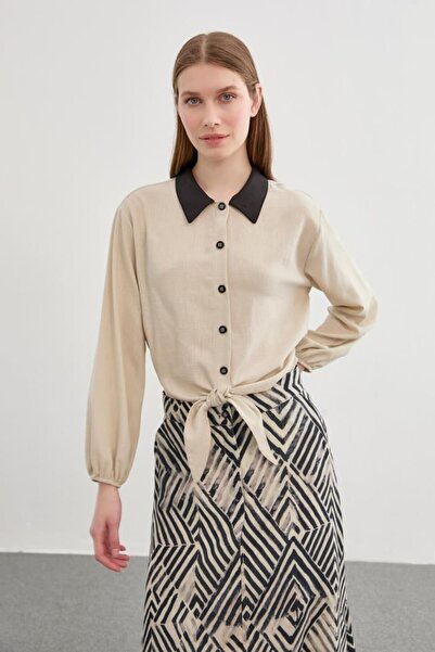 Zühre KETEN İKİLİ KISA GÖMLEK UZUN ETEK TAKIMI