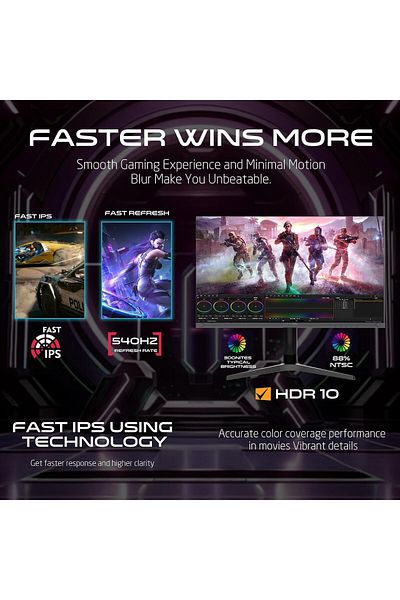 GAMEON GOTX27FHD540IPS Titan Pro X Series, 27 Inch Gaming Monitor , FHD Fast IPS, 540Hz, 0.5ms, Black