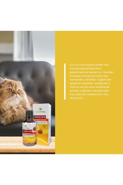 Zoovital Tüy Dökülmesi Azaltıcı ve Deri Sağlığı Destekleyici Kediler için Biotin Çinko Damla 50 ml