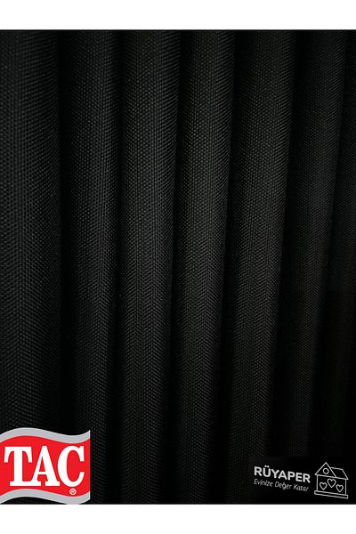 Taç Rüyaper Black Color Linen Blackout Blackout Curtain Straight Sewing No Pleats Washable Ironing