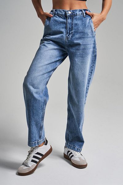 its basic Blugi de damă Culoare 4s5-27 Carrot Fit 100% bumbac Talie elastică Confortabilă Blugi din denim