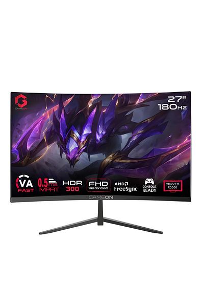 GAMEON GOC27F180VA 27 Inch Curved Gaming Monitor FHD VA, 1920x1080, 180Hz, 0.5ms, HDMI 2.1, Black