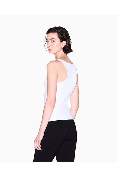 Armani Exchange Γυναικεία μπλούζα με κανονική εφαρμογή - Κεντημένο με λογότυπο AX, Λευκό