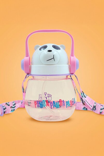 Miniso We Bare Bears Lisanslı Omuz Askılı Plastik Şişe (800ml) - Panda