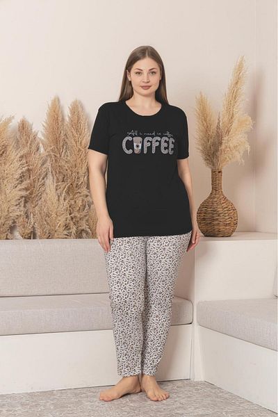 Lunaberry Leopard Large Size Oversize Women's Summer Short Sleeve Pajamas Set,1 Size Larger Can Choose.
