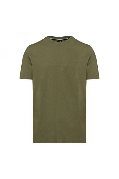 BOSS Erkek regular fit Kısa Kollu Düz Bisiklet Yaka Haki T-Shirt 50468347-311