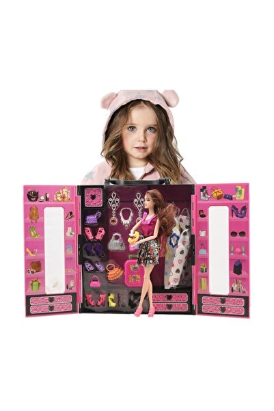 Kayyum Oyuncak Barbie Gardrop Çanta 30 Parça Aksesuarlı
