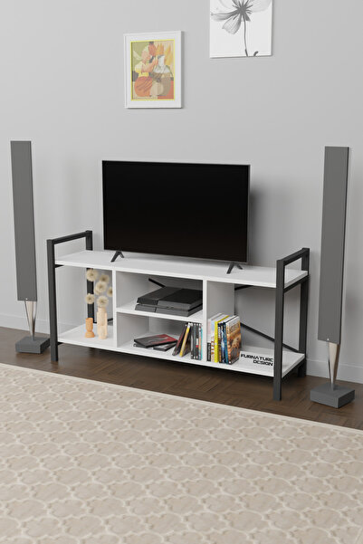 CMKStore Tv Ünitesi Raflı Metal Ayaklı Tv Sehpası 60x120
