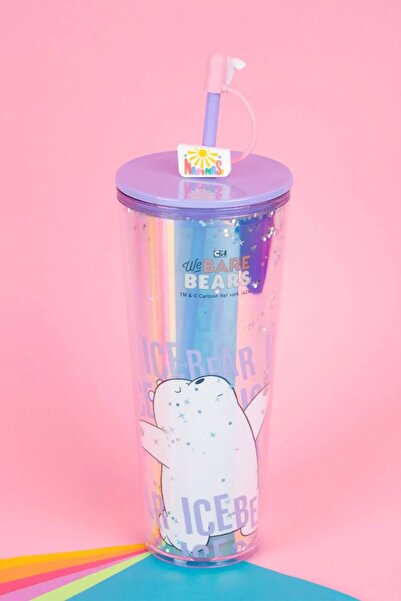 Miniso We Bare Bears Lisanslı Çift Cidarlı Pipetli Şişe (800ml) - Kutup Ayısı