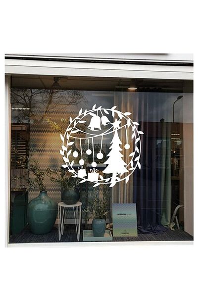 MIGNATIS Decorat de Anul Nou Pin Clopot Autocolant Lipire 115x115cm - Alb
