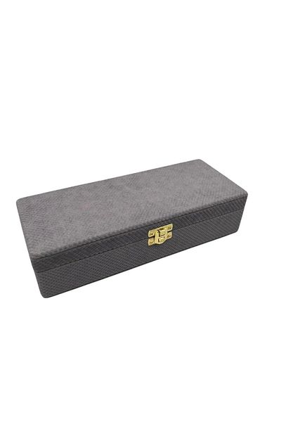 MeGass Dekor New Domestic Production Covered Linen Fabric Gray 25 cm / 10 cm Prayer Beads Display Box
