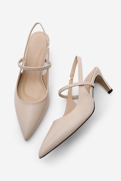 Marjin Beige Damen-Stiletto-Schuhe – spitze Spitze und Absatz