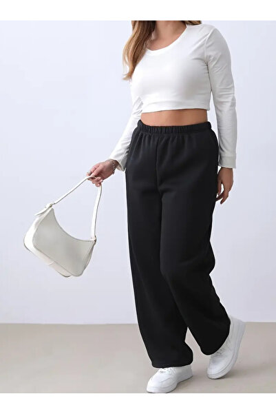 yx yustex sport Oversize Wide Leg Women's Black Casual, Versatile Pocket Adju...