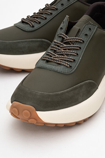 MARCOMEN Men's Thick Sole Sneaker Real Leather (Mc 21257 Khaki)