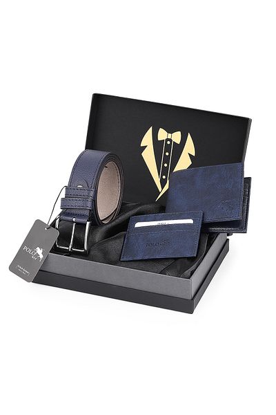 Polo Air Men's Groom's 3-Piece Set: Belt, Wallet and Card Holder Stylish and Fihari