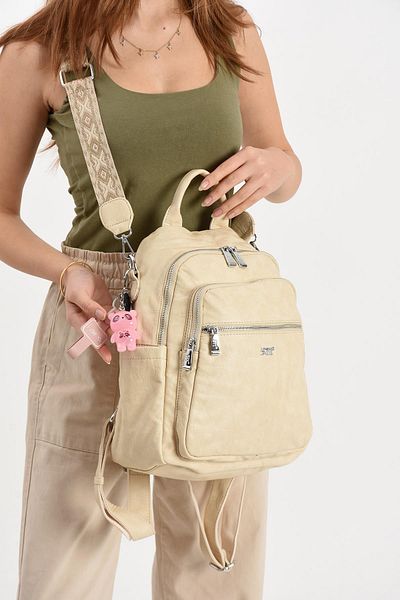 571 Collections Çanta Faux Leather Shoulder Bag Cream (Model: 571-13-17D)
