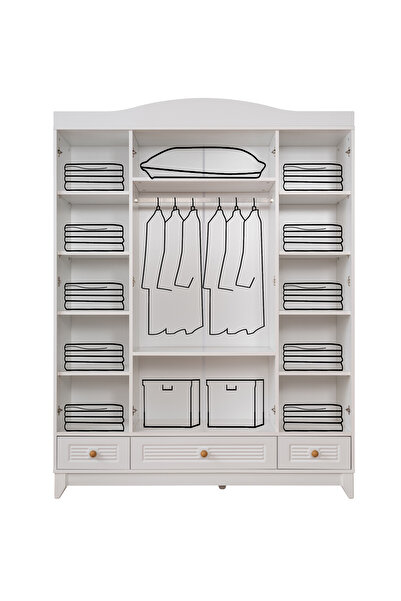 miracool Allende 4 Kapılı Dolap / Gardrop / Ücretsiz Kurulum / 4 Kapaklı Gardrop