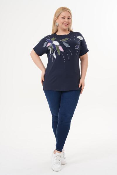 Siyezen Large Size Glittery Rhinestone Bat Sleeve Blouse