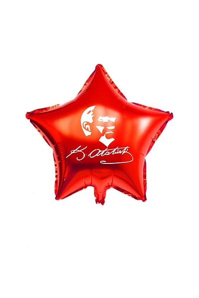 Organizasyon Pazarı 18 Inch Red Color Ataturk Themed Star Foil Balloon